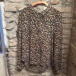 Guess Leopard Print Blouse - Black and Tan
